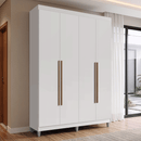 Guarda-Roupa Solteiro com Pés 4 Portas Batentes Branco/Branco/Rustic Venus Madesa
