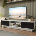 Rack para TV até 80 Polegadas 218 cm 2 Portas Branco/Preto Lux Madesa