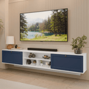 Rack Suspenso para TV até 80 Polegadas 218 cm 2 Portas Branco/Azul Vik Madesa