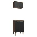 Kit Cozinha com Armário Aéreo e Balcão 60 cm Rustic/Preto Lille Madesa