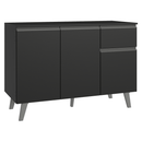Balcão de Cozinha 120 cm 3 Portas 1 Gaveta Com Pés Preto Nice Madesa