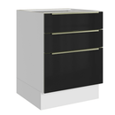 Balcão de Cozinha 60 cm 3 Gavetas (Sem Tampo) Branco/Preto Lux Madesa