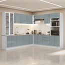 Armário de Cozinha Completa de Canto 549 cm Branco/Cinza Lux Madesa 01