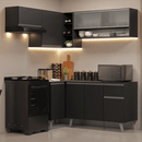 Armário de Cozinha Completa de Canto 325 cm Preto Nice Madesa 03
