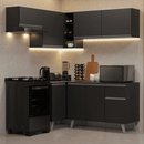 Armário de Cozinha Completa de Canto 325 cm Preto Nice Madesa 06