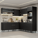 Armário de Cozinha Completa de Canto 445 cm Preto Nice Madesa 01