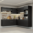 Armário de Cozinha Completa de Canto 445 cm Suspenso Preto Nice Madesa 04
