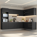 Armário de Cozinha Completa de Canto 465 cm Suspenso Preto Nice Madesa 10