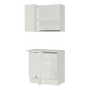 Kit Canto Madesa Smart 100% MDF 2 Portas e Nicho Frentes Branco Brilho