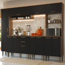 Armário de Cozinha Completa 265 cm Rustic/Preto Lille Madesa 01
