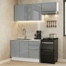 Armário de Cozinha Compacta 180 x 60 cm Branco/Cinza Lux Madesa 03