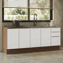 Armário de Cozinha Compacta 200 x 60 cm Rustic/Branco Veludo Lux Madesa 06