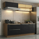 Armário de Cozinha Compacta 200 cm Rustic/Preto Lux Madesa 07