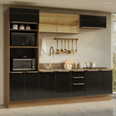 Armário de Cozinha Completa 270 x 60 cm Rustic/Preto Lux Madesa 06