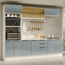 Armário de Cozinha Completa 270 x 60 cm Branco/Cinza Lux Madesa 06
