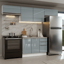 Armário de Cozinha Completa 280 cm Branco/Cinza Lux Madesa 01
