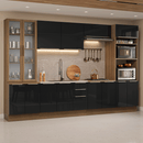 Armário de Cozinha Completa 340 cm Rustic/Preto Lux Madesa 03