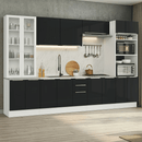 Armário de Cozinha Completa 340 x 60 cm Branco/Preto Lux Madesa 04