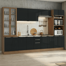 Armário de Cozinha Completa 340 x 60 cm Rustic/Preto Lux Madesa 04