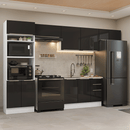Armário de Cozinha Completa 350 cm Branco/Preto Lux Madesa 01