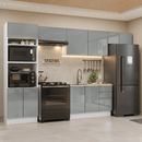 Armário de Cozinha Completa 350 cm Branco/Cinza Lux Madesa 01
