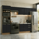 Armário de Cozinha Completa 350 x 60 cm Rustic/Preto Lux Madesa 02
