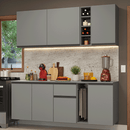 Armário de Cozinha Compacta 180 cm Suspenso Cinza Nice Madesa 04