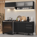 Armário de Cozinha Compacta 200 cm Preto Nice Madesa 13