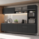 Armário de Cozinha Completa 300 cm Suspenso Preto Nice Madesa 04