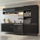 Armário de Cozinha Completa 300 cm Suspenso Preto Nice Madesa 07