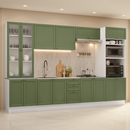 Armário de Cozinha Completa 340 cm Branco/Verde Vik Madesa 01