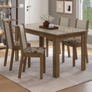 Conjunto Sala de Jantar Magnólia Mesa Tampo de Vidro 4 Cadeiras Rustic/Crema/Bege Marrom Madesa
