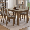 Conjunto Sala de Jantar Magnólia Mesa Tampo de Vidro 4 Cadeiras Rustic/Crema/Floral Hibiscos Madesa