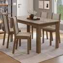 Conjunto Sala de Jantar Magnólia Mesa Tampo de Vidro 4 Cadeiras Rustic/Crema/Sintético Bege Madesa