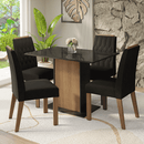 Conjunto Sala de Jantar Tampo de Vidro 4 Cadeiras Rustic/Preto/Oxford Pitanga Madesa