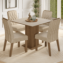 Conjunto Sala de Jantar Tampo de Madeira 4 Cadeiras Rustic/Crema/Imperial Verbena Madesa