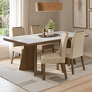 Conjunto Sala de Jantar Tampo com Vidro 4 Cadeiras Rustic/Branco/Imperial Todi Madesa