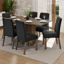 Conjunto Sala de Jantar Tampo de Vidro 6 Cadeiras Rustic/Oxford Dália Madesa