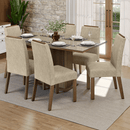 Conjunto Sala de Jantar Tampo de Vidro 6 Cadeiras Rustic/Crema/Imperial Dália Madesa