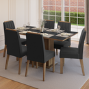 Conjunto Sala de Jantar Tampo de Madeira 6 Cadeiras Rustic/Preto/Oxford Bosque Madesa