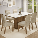 Conjunto Sala de Jantar Tampo de Vidro 6 Cadeiras Rustic/Branco/Imperial Avenca Madesa