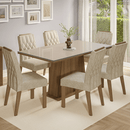 Conjunto Sala de Jantar Tampo de Vidro 6 Cadeiras Rustic/Crema/Imperial Avenca Madesa