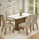 Conjunto Sala de Jantar Tampo de Madeira 6 Cadeiras Rustic/Branco/Imperial Hortelã Madesa