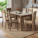 Conjunto Sala de Jantar Latte Mesa Tampo de Madeira 6 Cadeiras Rustic/Crema/Sintético Bege Madesa