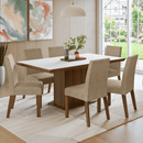 Conjunto Sala de Jantar Tampo de Madeira 6 Cadeiras Rustic/Branco/Imperial Grasse Madesa