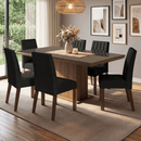 Conjunto Sala de Jantar Tampo com Vidro 6 Cadeiras Rustic/Oxford Dinan Madesa