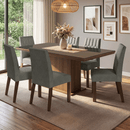 Conjunto Sala de Jantar Tampo com Vidro 6 Cadeiras Rustic/Silver Dinan Madesa