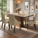 Conjunto Sala de Jantar Tampo com Vidro 6 Cadeiras Rustic/Crema/Imperial Dinan Madesa