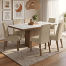 Conjunto Sala de Jantar Tampo de Madeira 6 Cadeiras Rustic/Branco/Imperial Luso Madesa