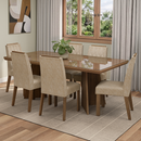 Conjunto Sala de Jantar Tampo com Vidro 6 Cadeiras Rustic/Imperial Pienza Madesa